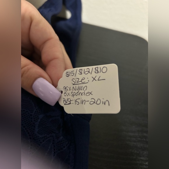 NWOT BREEZIES Navy Blue Lace Bralette -size xl - Picture 7 of 7